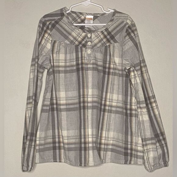Gymboree Girl Gray Multi Plaid Long Sleeve Shirt Top Blouse Size 10 Casual Fall - Picture 3 of 5